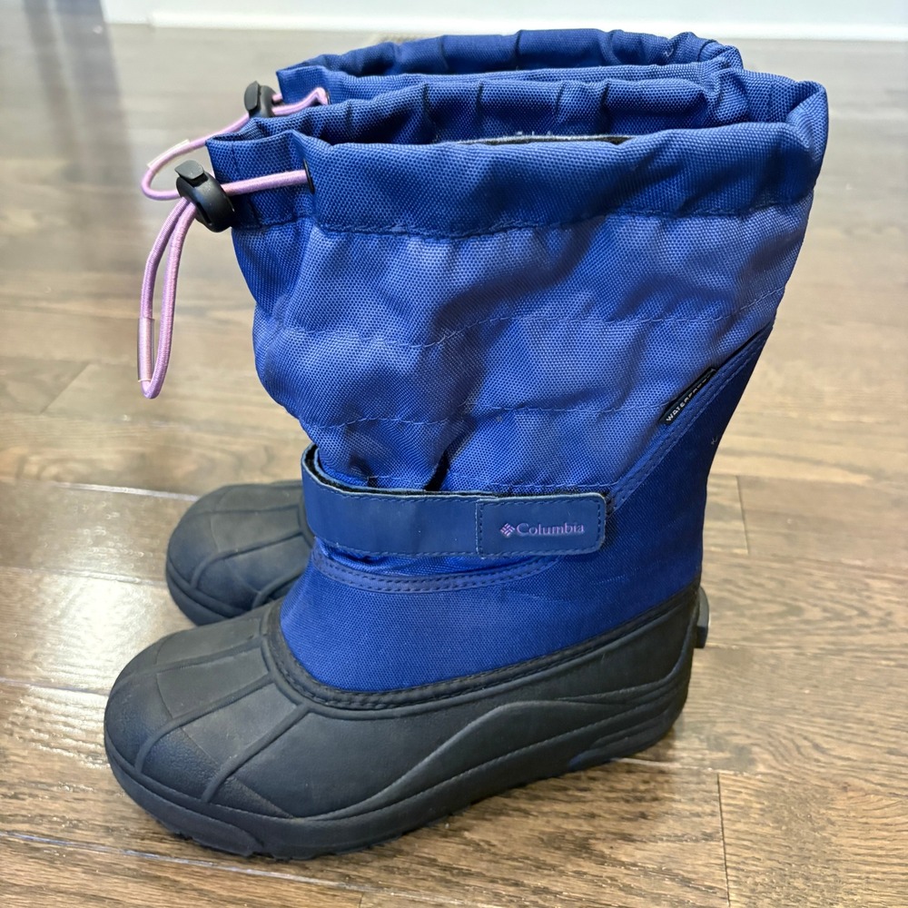 Columbia Powderbug Snow Boots Kids‎ Youth Size 4 Blue Waterproof